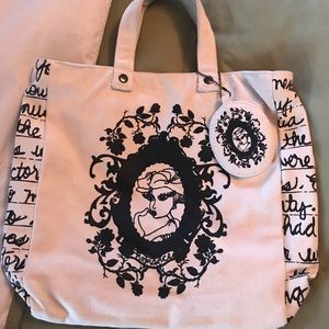 Forever 21 Twist Canvas Tote Bag with Mirror - EUC